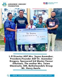 How the azemobor gregory foundation  is transforming Favour odunewu’s life through its scholarship support program